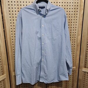Tommy Hilfiger Men's Blue White Check Button-Down Shirt - Size Large 34/35 16